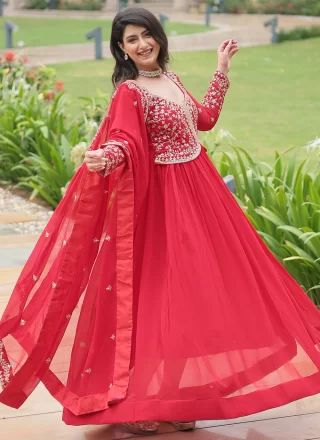 Faux Georgette  Designer Gown with Embroidered, Sequins and Zari Work