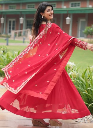 Faux Georgette  Designer Gown with Embroidered, Sequins and Zari Work