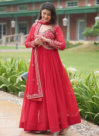 Faux Georgette  Designer Gown with Embroidered, Sequins and Zari Work