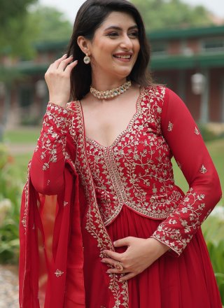 Faux Georgette  Designer Gown with Embroidered, Sequins and Zari Work