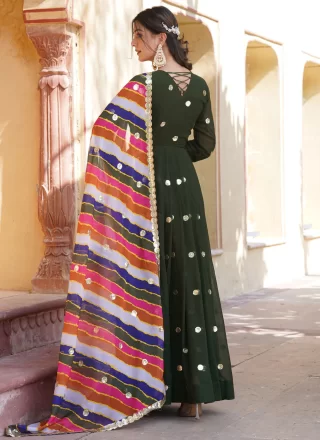 Faux Georgette Gown In Green