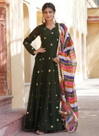 Faux Georgette Gown In Green