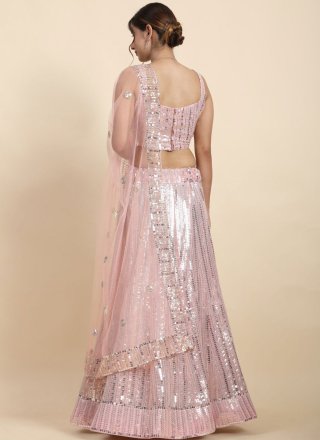 Faux Georgette Lehenga Choli In Pink