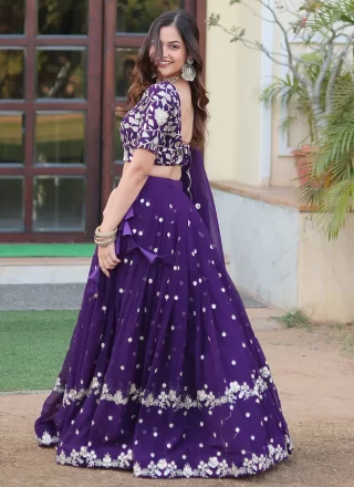 Faux Georgette Lehenga Choli with Embroidered and Sequins Work