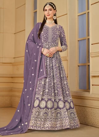 Faux Georgette Salwar Suit In Purple