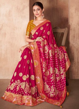 Festal Rani Silk Trendy Saree with Patch Border and Embroidered Work