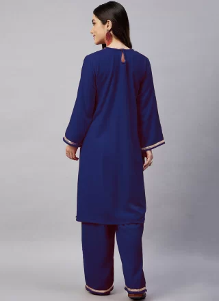 Fine Blue and Morpeach Velvet Casual Kurti