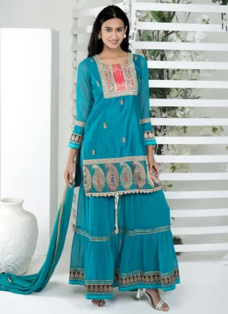 Firozi Denim Salwar Kameez and Firozi Denim Salwar Suit Online Shopping