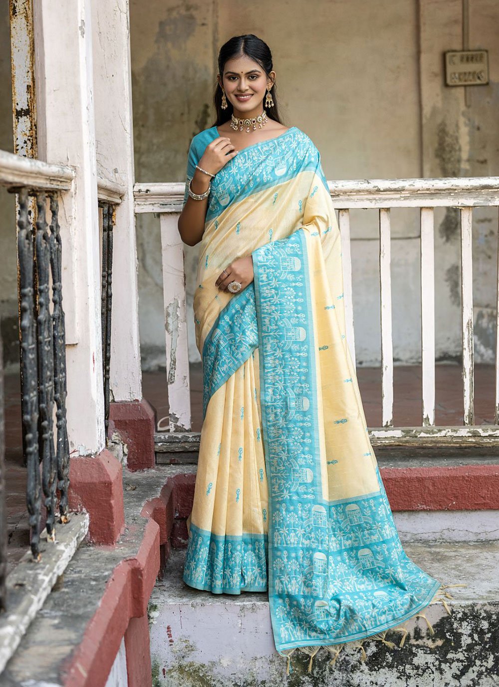 Graceful Dark Firozi Coloured Banarasi Saree - Ethnic Race