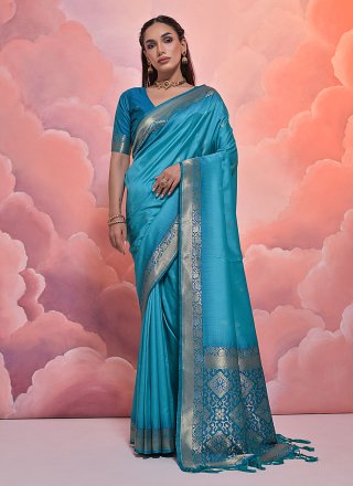 Firozi Colour Banarasi Soft Silk Saree | Designer sarees collection, Soft  silk sarees, Silk sarees