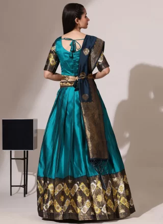 Firozi Silk Woven Work Lehenga Choli