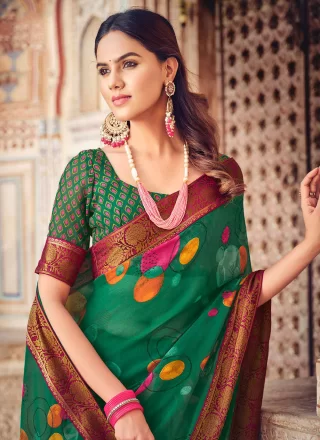 Flattering Green Georgette Contemporary Saree