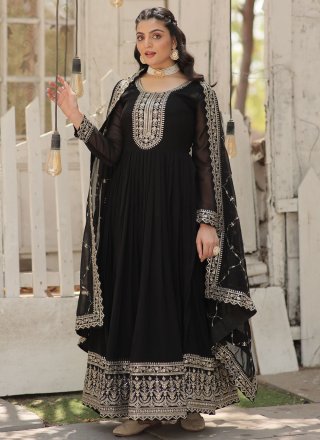 Flawless Black Faux Georgette Gown