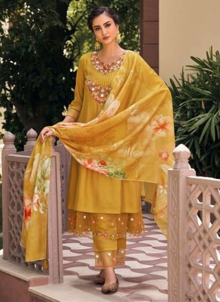 Traditional Anarkali Frock Sharara Yellow Mehndi Dress Online – Nameera by  Farooq