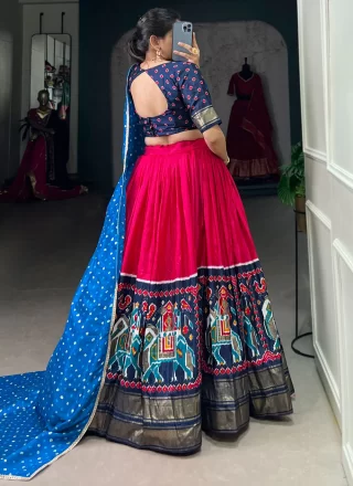 Foil Print and Patola Print Work Pure Dola Lehenga Choli In Pink