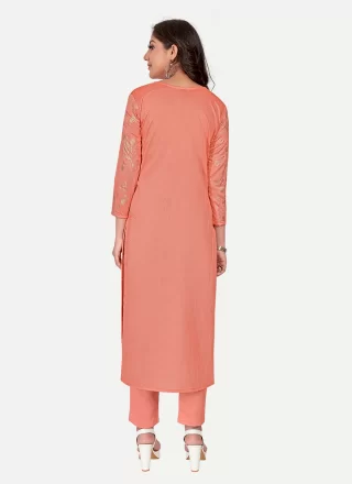 Foil Print Work Silk Designer In Orange for Casual