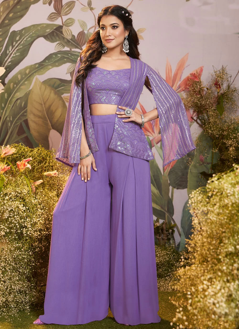Purple Punjabi Party Wear Suit Punjabi Suit Long Skirt With Kurti