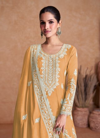 Genius Yellow Silk Readymade Salwar Suit