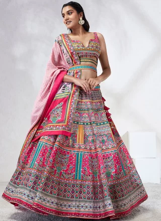 Buy Digital Printed Crush Satin Silk Fabric Lehenga Choli in Multi Colors  Online - LEHV3035 | Appelle Fashion