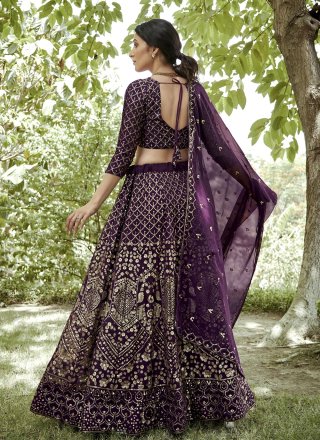 Georgette A - Line Lehenga Choli with Embroidered and Sequins Work