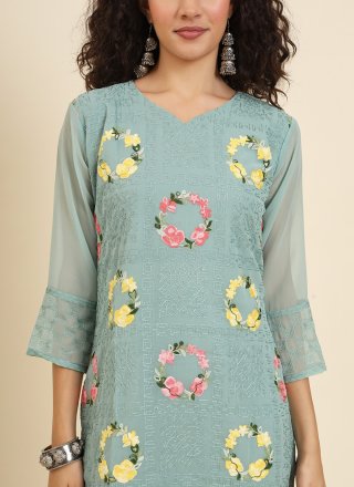 Georgette Casual Kurti In Green