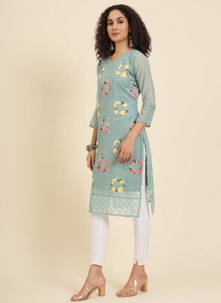 Georgette Casual Kurti In Green