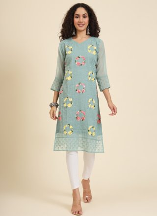Georgette Casual Kurti In Green