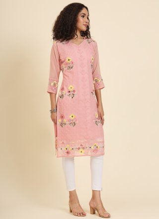 Georgette Casual Kurti In Peach