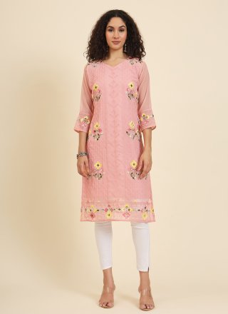 Georgette Casual Kurti In Peach