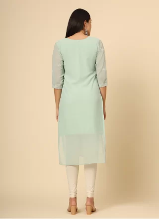 Georgette Casual Kurti In Sea Green