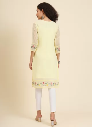 Georgette Casual Kurti In Yellow