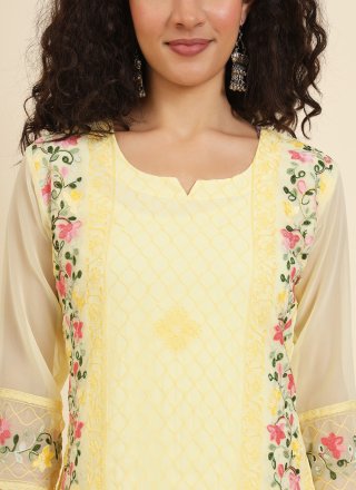 Georgette Casual Kurti In Yellow