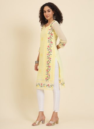 Georgette Casual Kurti In Yellow