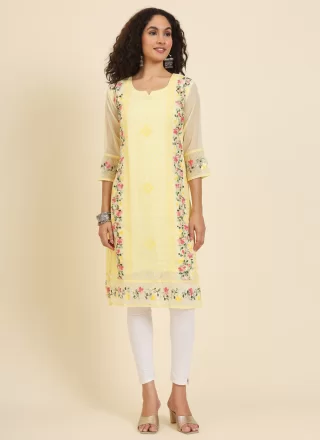 Georgette Casual Kurti In Yellow