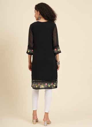 Georgette Casual Kurti with Chikankari, Embroidered and Lucknowi Work Work