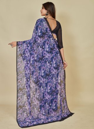 Georgette Classic Sari In Purple