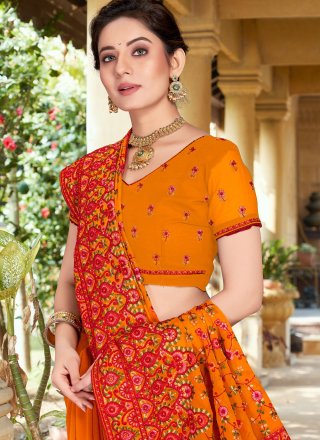Georgette Classic Sari with Embroidered, Kashmiri and Resham Work