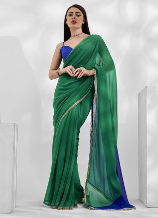 Georgette Contemporary Saree In Green