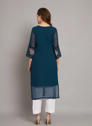Georgette Designer In Teal