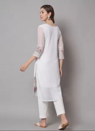 Georgette Designer In White