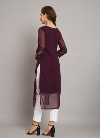 Georgette Designer In Wine