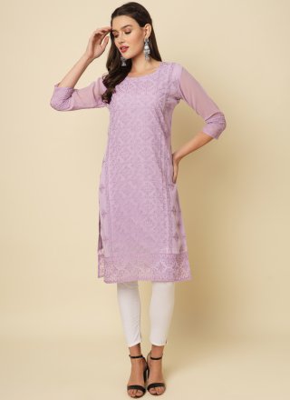 Georgette Designer Kurti In Mauve