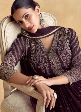 Georgette Gown In Wine