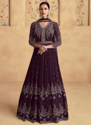 Georgette Gown In Wine