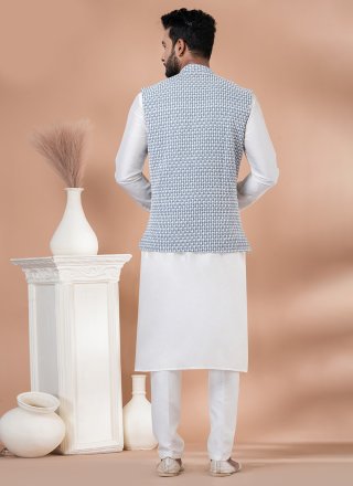 Georgette Kurta Payjama with Jacket In Grey and White