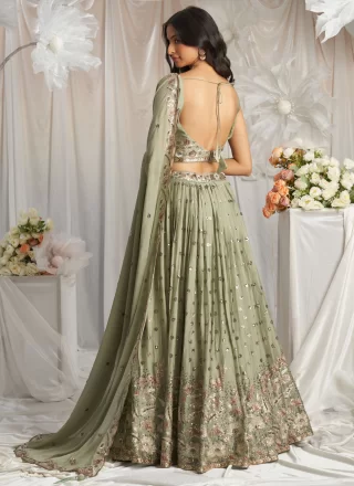 Georgette Lehenga Choli In Green