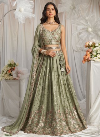 Georgette Lehenga Choli In Green