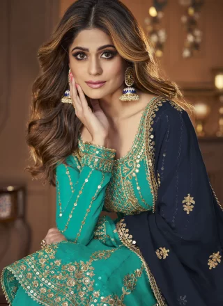 Georgette Lehenga Choli In Turquoise