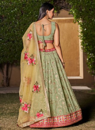 Georgette Lehenga Choli with Digital Print, Embroidered, Sequins and Thread Work