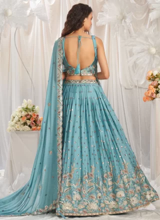 Georgette Lehenga Choli with Embroidered, Sequins and Thread Work